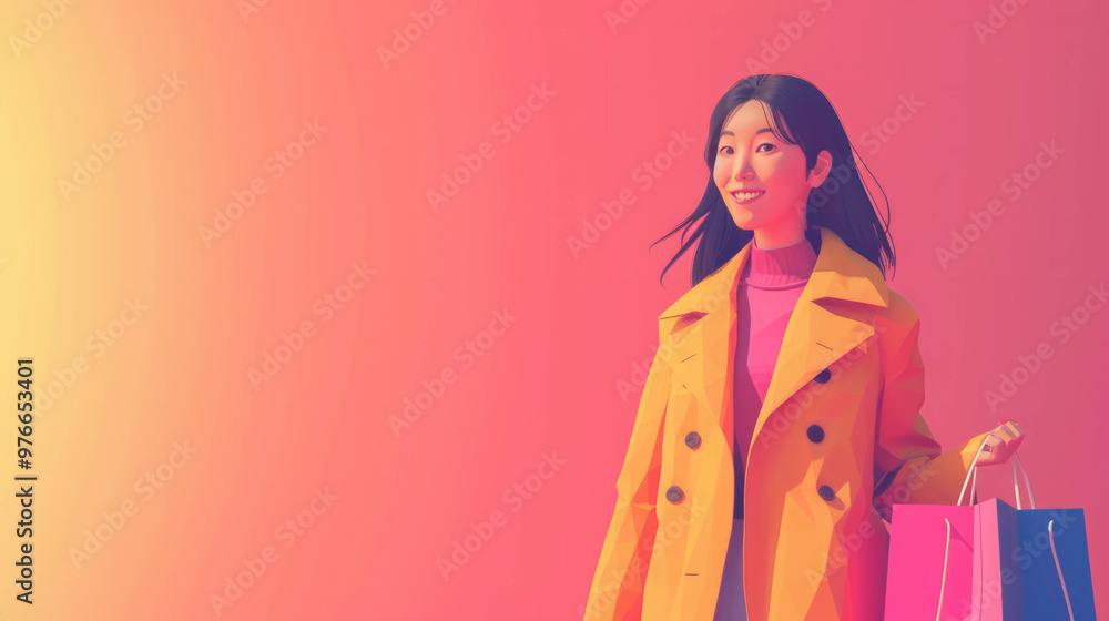 Happy Asian woman making a mobile purchase on her smartphone. AI generative Happy Asian woman making a mobile purchase on her smartphone. AI generative