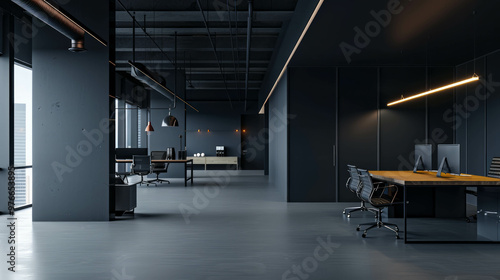 Professional office atmosphere with minimalist design for modern efficiency. AI generative photo