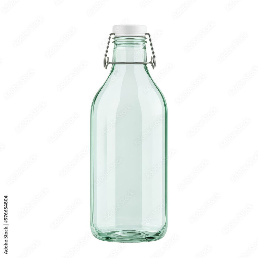 Clear glass milk bottle on a plain background Clear glass milk bottle on a plain background
