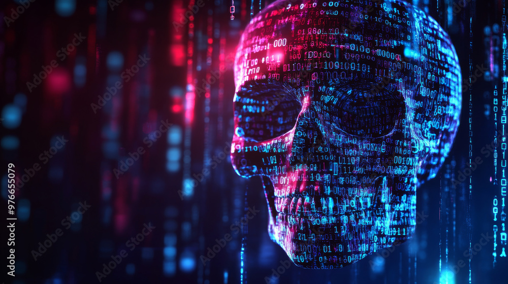 HACKED. Concept of an online data breach and hacker news. Highlights network DDOS cybercrime with an abstract digital background, including a skull symbol over binary code. Vector illustration HACKED. Concept of an online data breach and hacker news. Highlights network DDOS cybercrime with an abstract digital background, including a skull symbol over binary code. Vector illustration