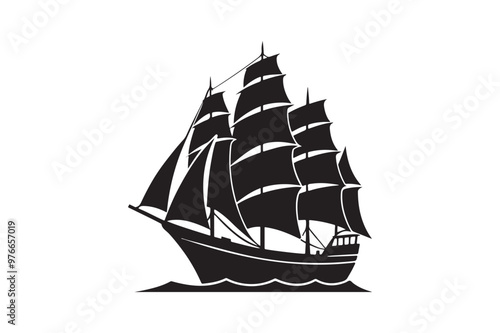 Sailing Ship silhouette vector illustration, Sailing Ship silhouette vector. Sailing Ship silhouette PNG