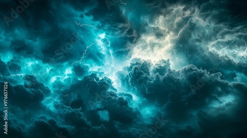 Wallpaper Mural Hazardous storm clouds, charged with energy, lightning flashing with force, the atmosphere filled with danger Torontodigital.ca