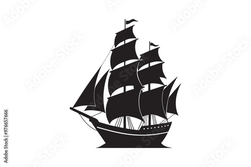 Wallpaper Mural Sailing Ship silhouette vector illustration, Sailing Ship silhouette vector. Sailing Ship silhouette PNG Torontodigital.ca