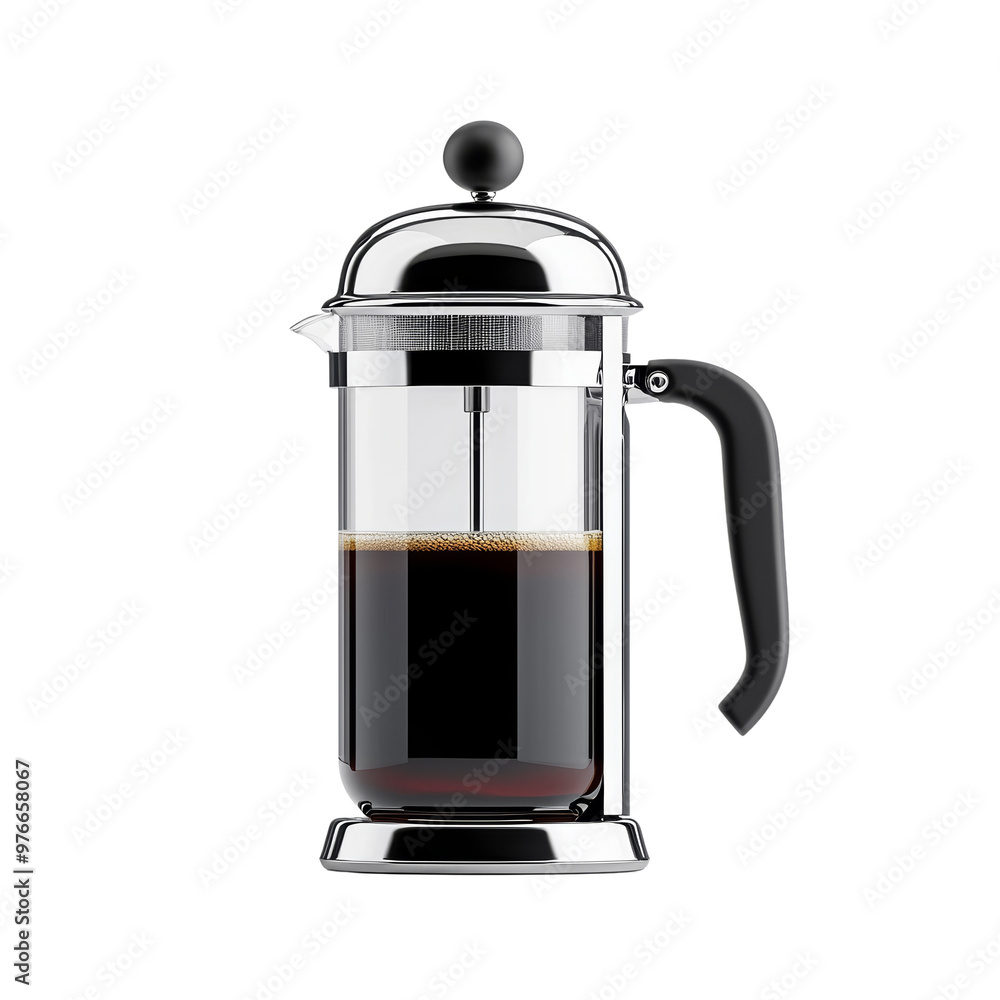 Coffee French press with brewed coffee isolated on white background Coffee French press with brewed coffee isolated on white background