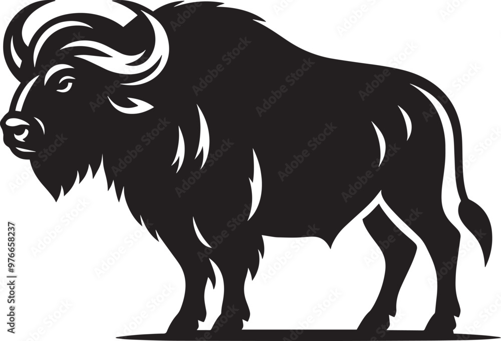 Wild Buffalo Silhouette vector illustration isolated on a white background Wild Buffalo Silhouette vector illustration isolated on a white background