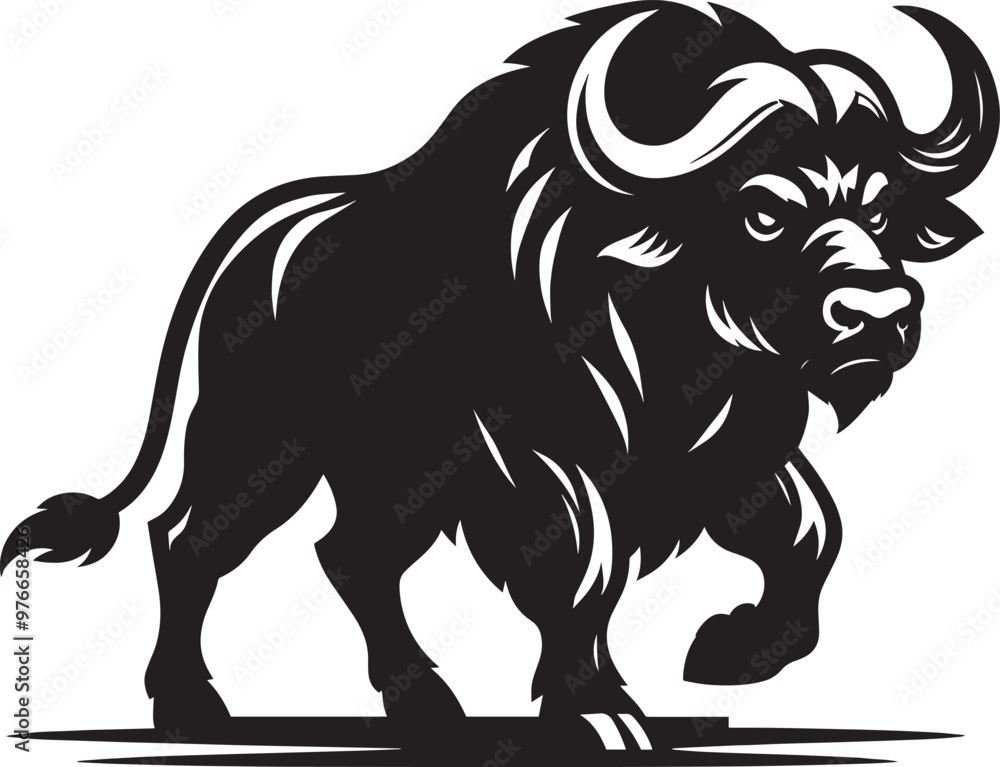 Wild Buffalo Silhouette vector illustration isolated on a white background Wild Buffalo Silhouette vector illustration isolated on a white background