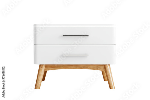 Wallpaper Mural Modern white bedside table with wooden legs and drawers Torontodigital.ca