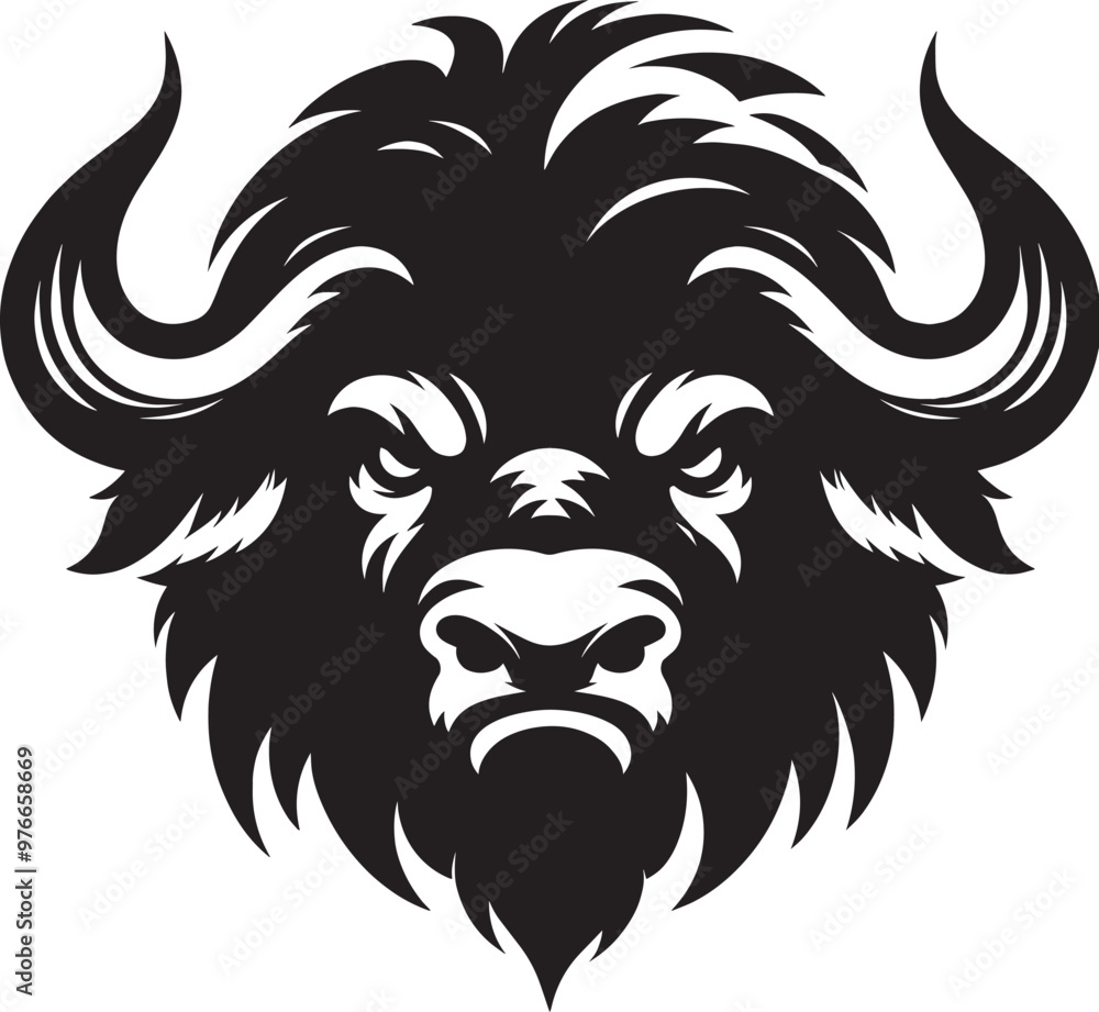 Fototapeta premium Wild Running Buffalo Silhouette vector illustration isolated on a white background