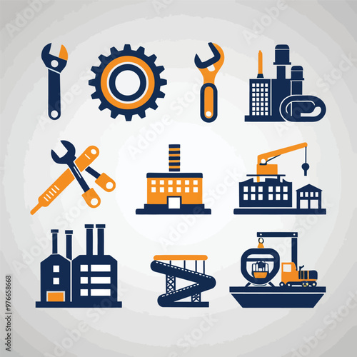 vector icons representing home fix and factory maintenance, gas and electricity maintenance