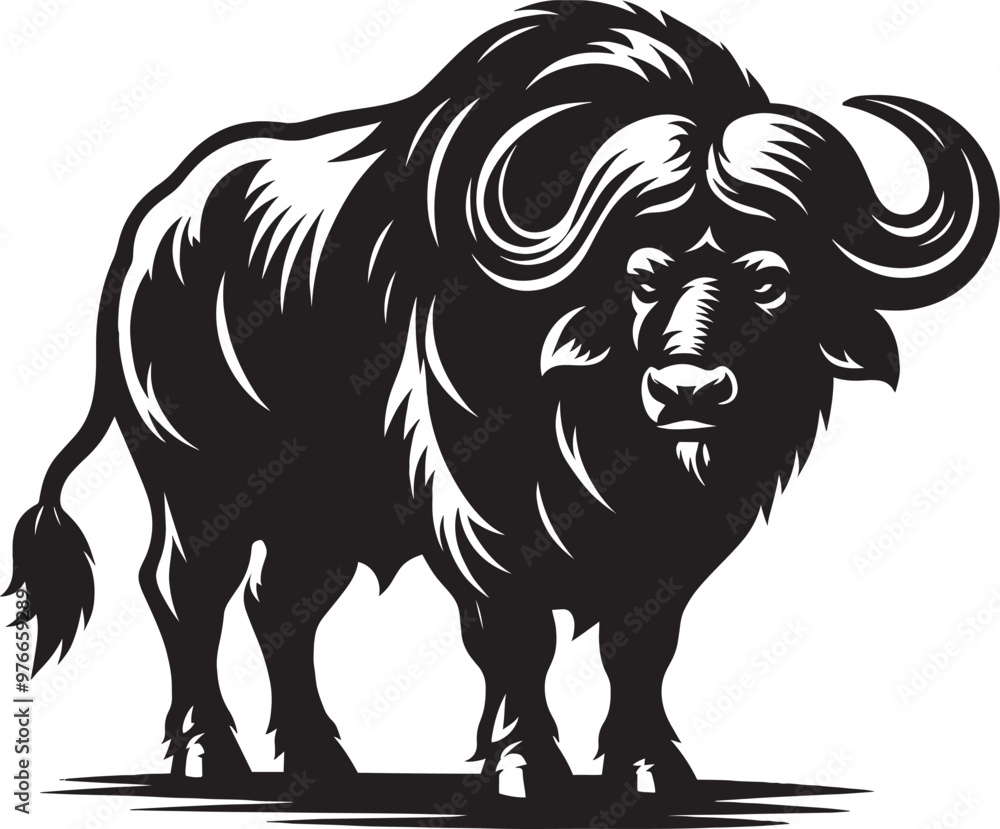 Wild Running Buffalo Silhouette vector illustration isolated on a white background Wild Running Buffalo Silhouette vector illustration isolated on a white background