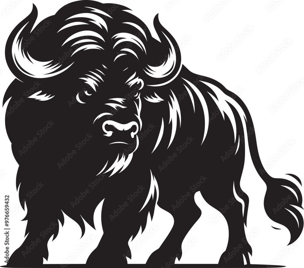 Wild Running Buffalo Silhouette vector illustration isolated on a white background Wild Running Buffalo Silhouette vector illustration isolated on a white background