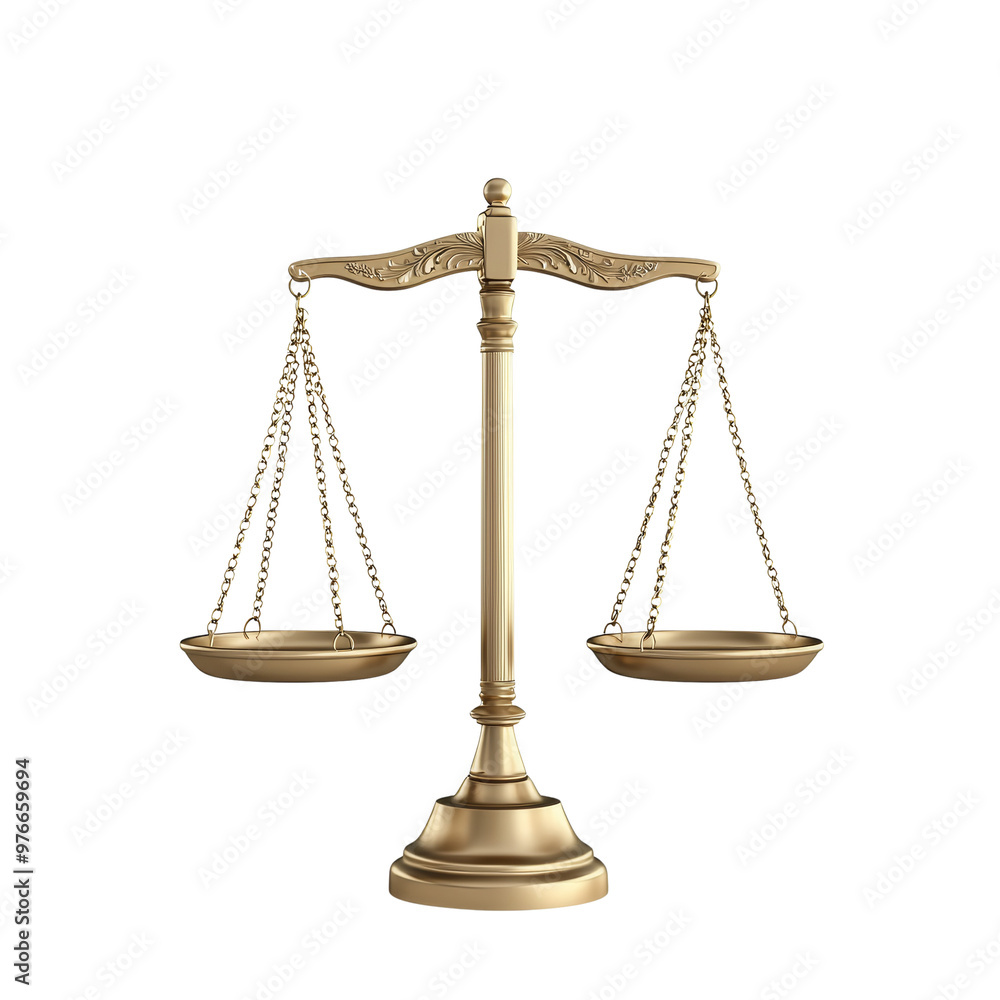 Golden scales of justice symbolizing law and fairness Golden scales of justice symbolizing law and fairness