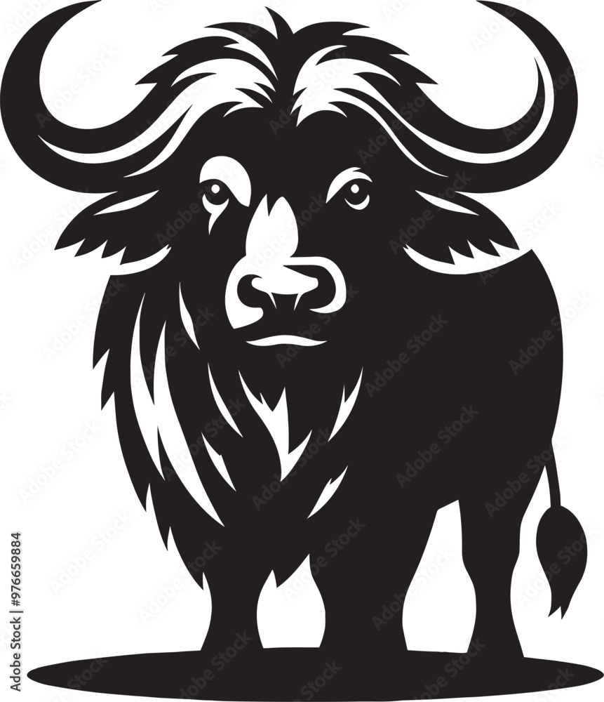 Wild Running Buffalo Silhouette vector illustration isolated on a white background Wild Running Buffalo Silhouette vector illustration isolated on a white background