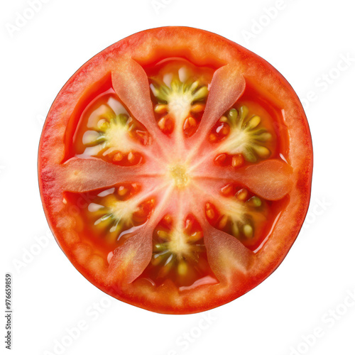 Tomato slice top view isolated on transparent background