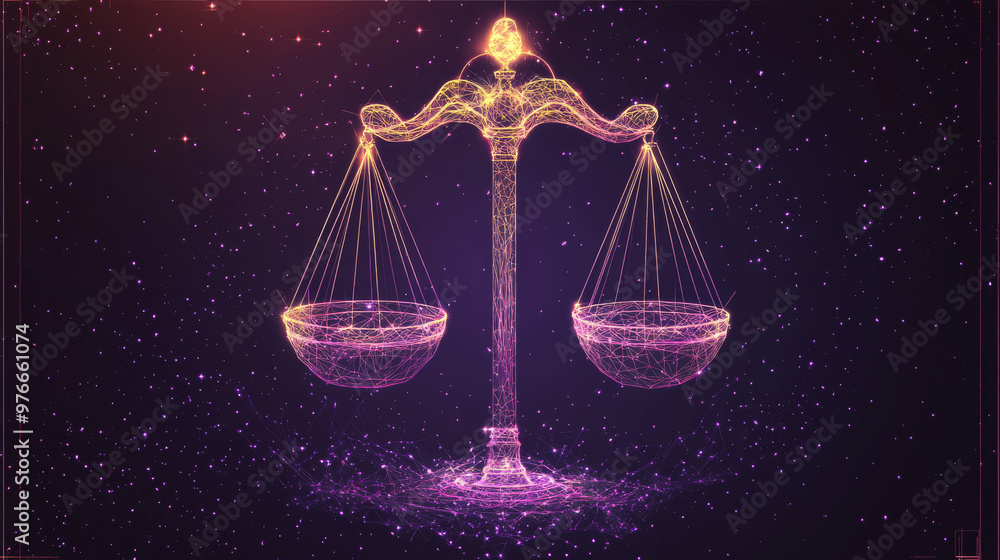 Low poly wireframe poster template featuring the Libra sign. Low poly wireframe poster template featuring the Libra sign.
