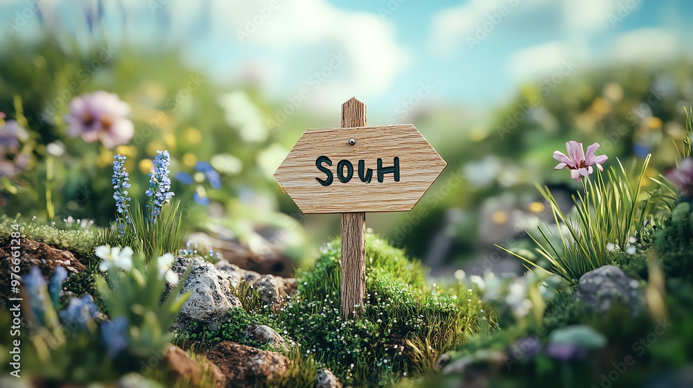 A wooden signpost points to A wooden signpost points to