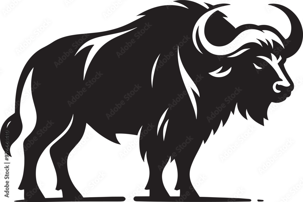 Wild Running Buffalo Silhouette vector illustration isolated on a white background Wild Running Buffalo Silhouette vector illustration isolated on a white background