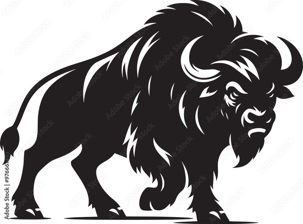 Wild Running Buffalo Silhouette vector illustration isolated on a white background Wild Running Buffalo Silhouette vector illustration isolated on a white background