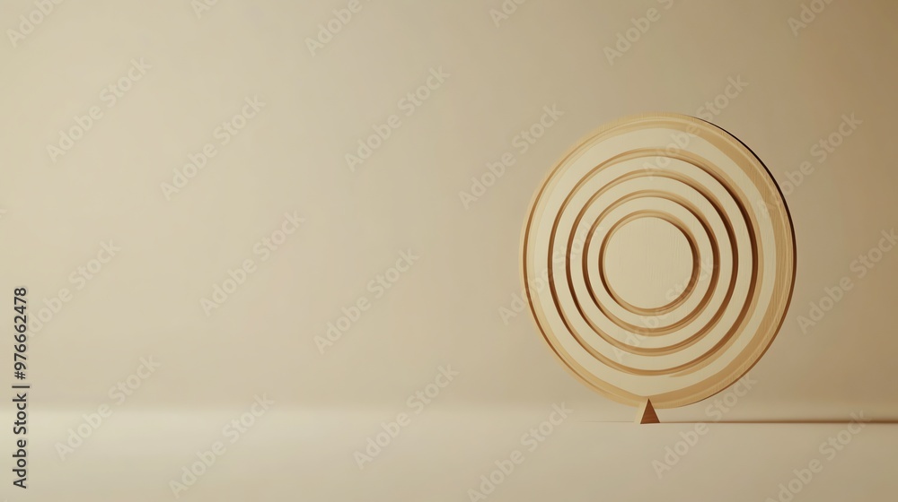 A 3d render of a circle shape on top of a triangle, both light brown. A 3d render of a circle shape on top of a triangle, both light brown.