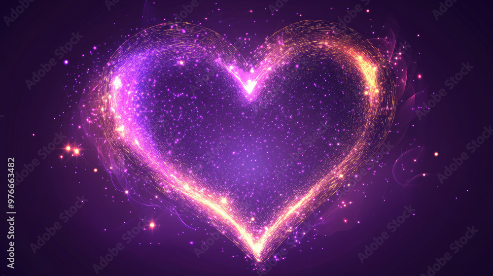 Stunning purple abstract heart with magical, fiery, and luminous energy sparks, perfect for Valentine's Day, Women's Day, or Mother's Day. Set against a purple background in a vector illustration. Stunning purple abstract heart with magical, fiery, and luminous energy sparks, perfect for Valentine's Day, Women's Day, or Mother's Day. Set against a purple background in a vector illustration.
