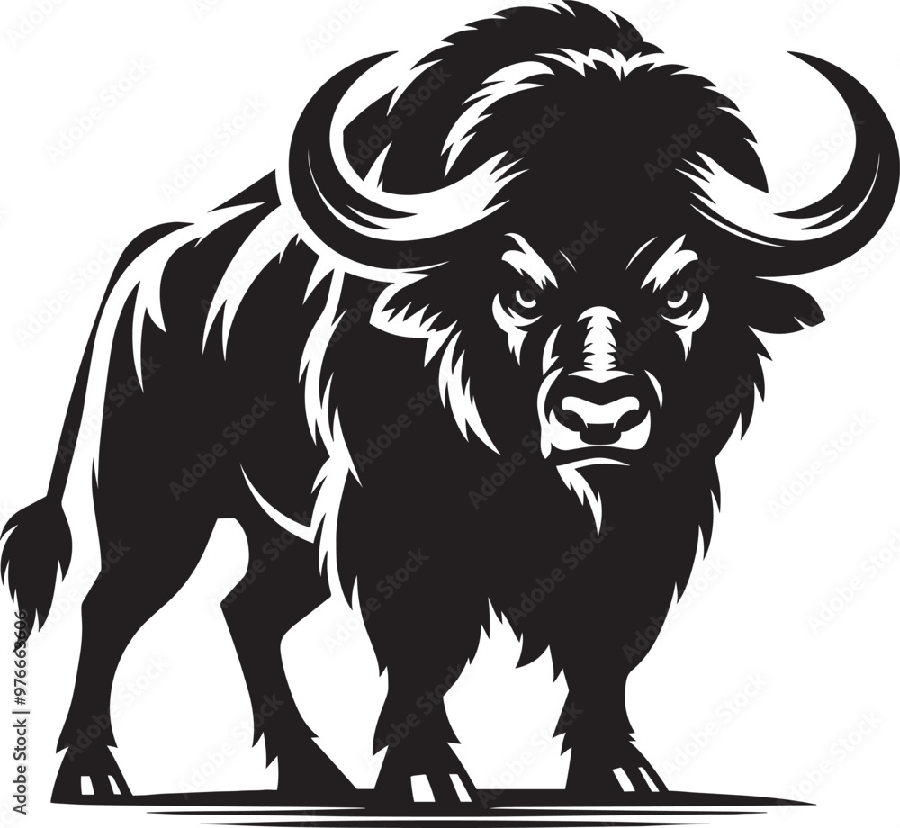 Wild Running Buffalo Silhouette vector illustration isolated on a white background Wild Running Buffalo Silhouette vector illustration isolated on a white background