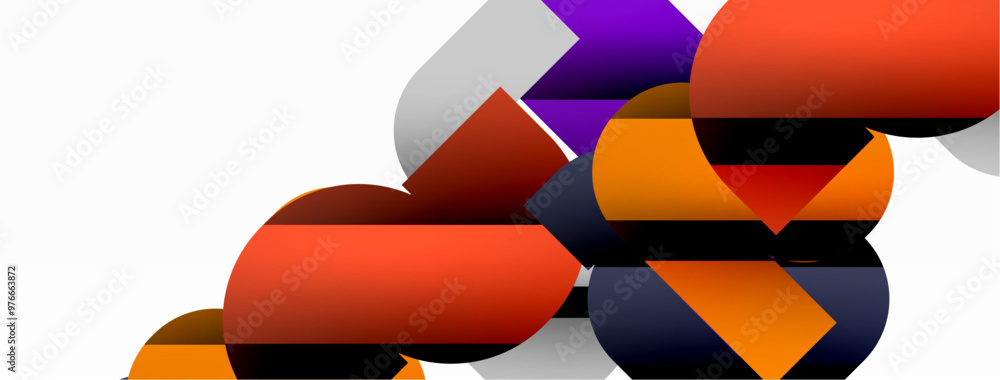 Colorful curve geometric shapes on white Colorful curve geometric shapes on white