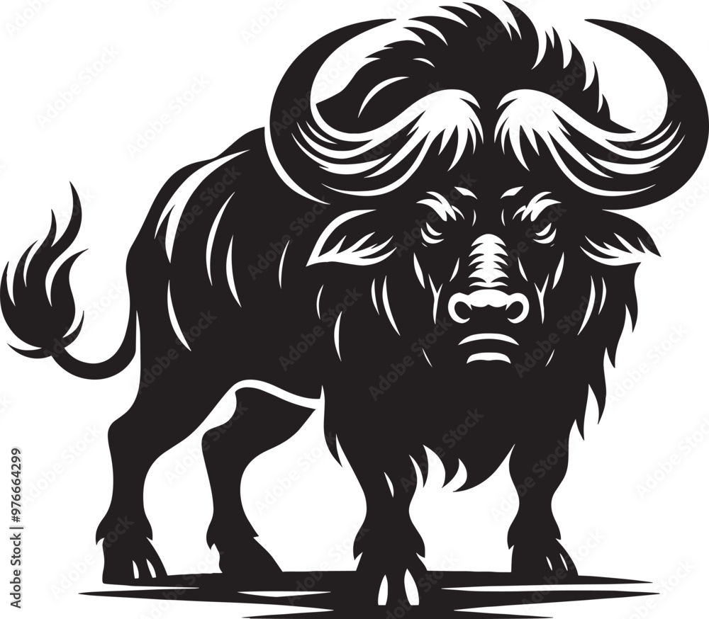 Wild Running Buffalo Silhouette vector illustration isolated on a white background Wild Running Buffalo Silhouette vector illustration isolated on a white background