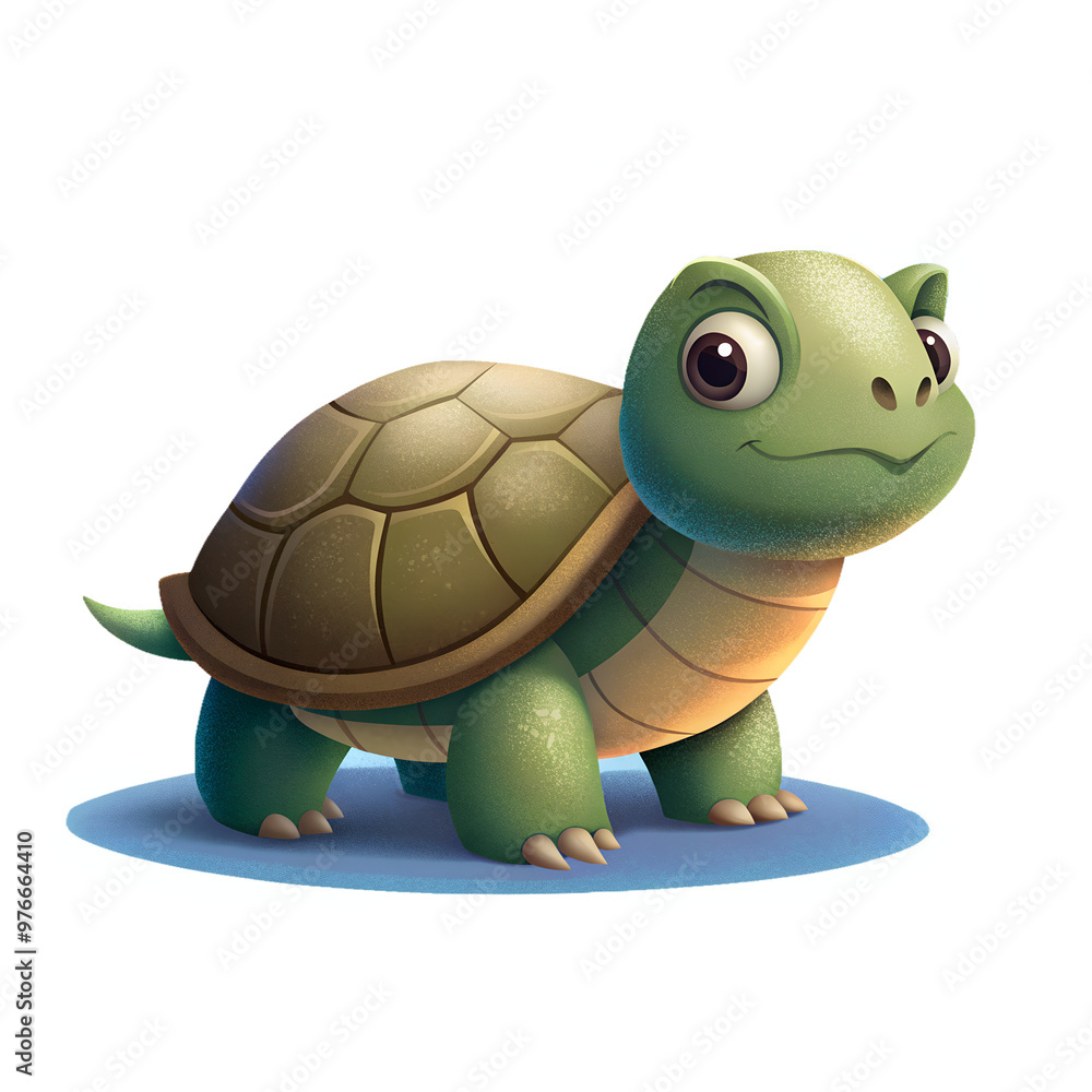 Obraz premium Cartoon style illustration of cute snapping turtle isolated on transparent background