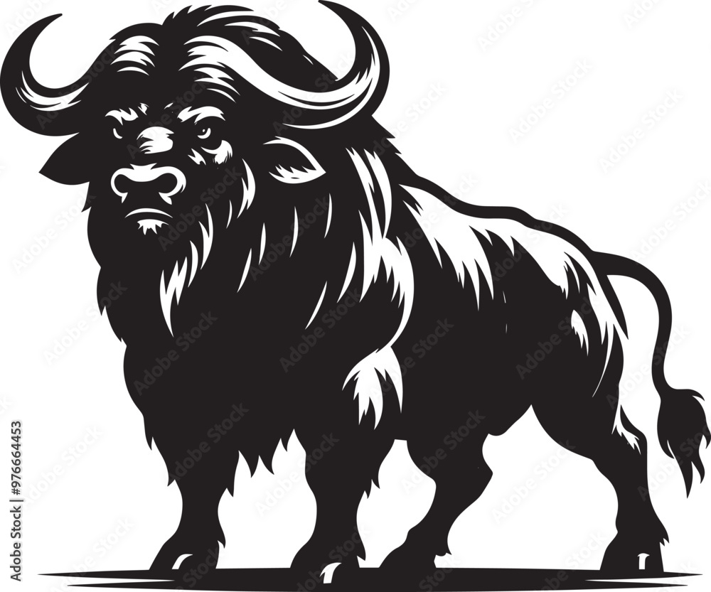 Wild Running Buffalo Silhouette vector illustration isolated on a white background Wild Running Buffalo Silhouette vector illustration isolated on a white background