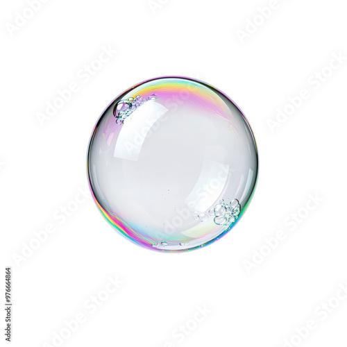 Close up of a single soap bubble with rainbow reflection