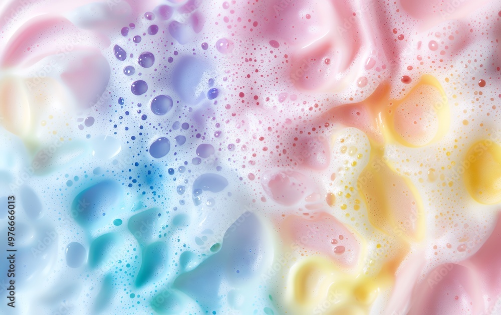 A close-up of colorful foamy bubbles. The vibrant colors are reminiscent of a rainbow. A close-up of colorful foamy bubbles. The vibrant colors are reminiscent of a rainbow.