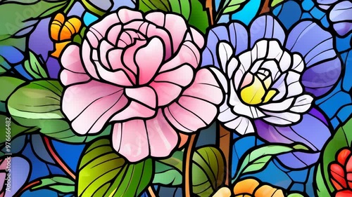 Wallpaper Mural Beautiful stained glass flowers highlighting vibrant colors and intricate designs in a stunning art display at a gallery Torontodigital.ca