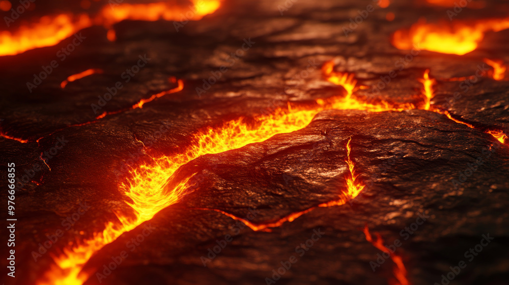 Molten lava texture background, depicting a burning floor with an Armageddon or hell concept. 3D render and illustration. Molten lava texture background, depicting a burning floor with an Armageddon or hell concept. 3D render and illustration.
