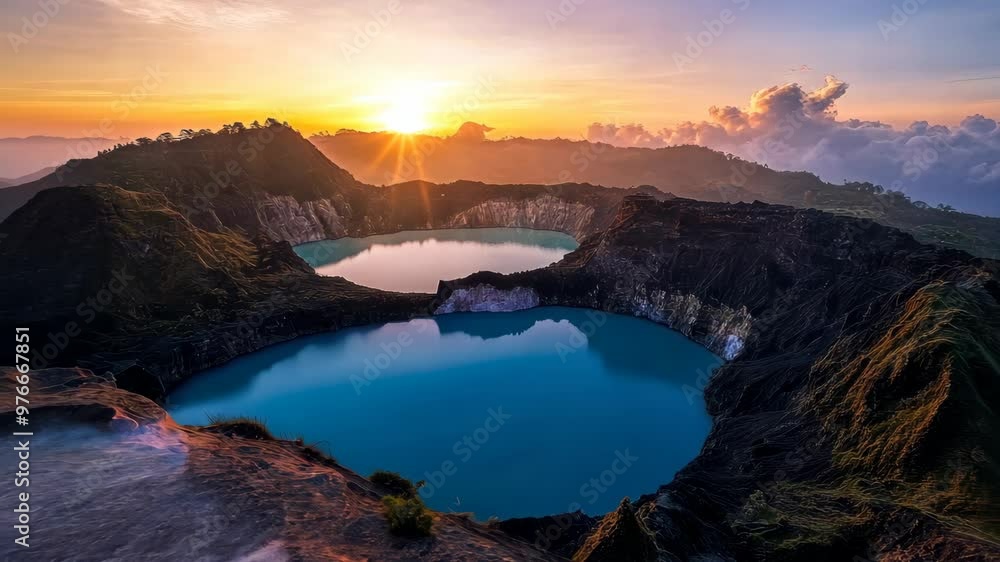 Sunrise over Twin Crater Lakes Sunrise over Twin Crater Lakes