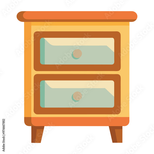 Illustration of Bedside table and nightstand Isolated 