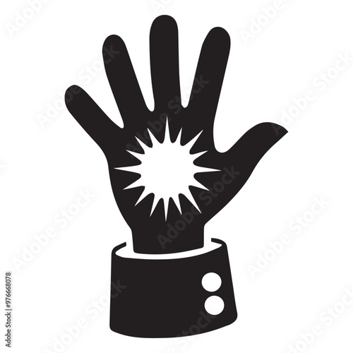 Helping hands silhouette icon, black and white logo, helps other who need. photo