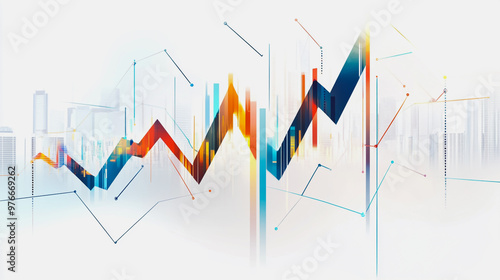 Abstract white background with Colorful charts and graphs with statistics to innovative analyze business potential and forecast future development of companies growth.