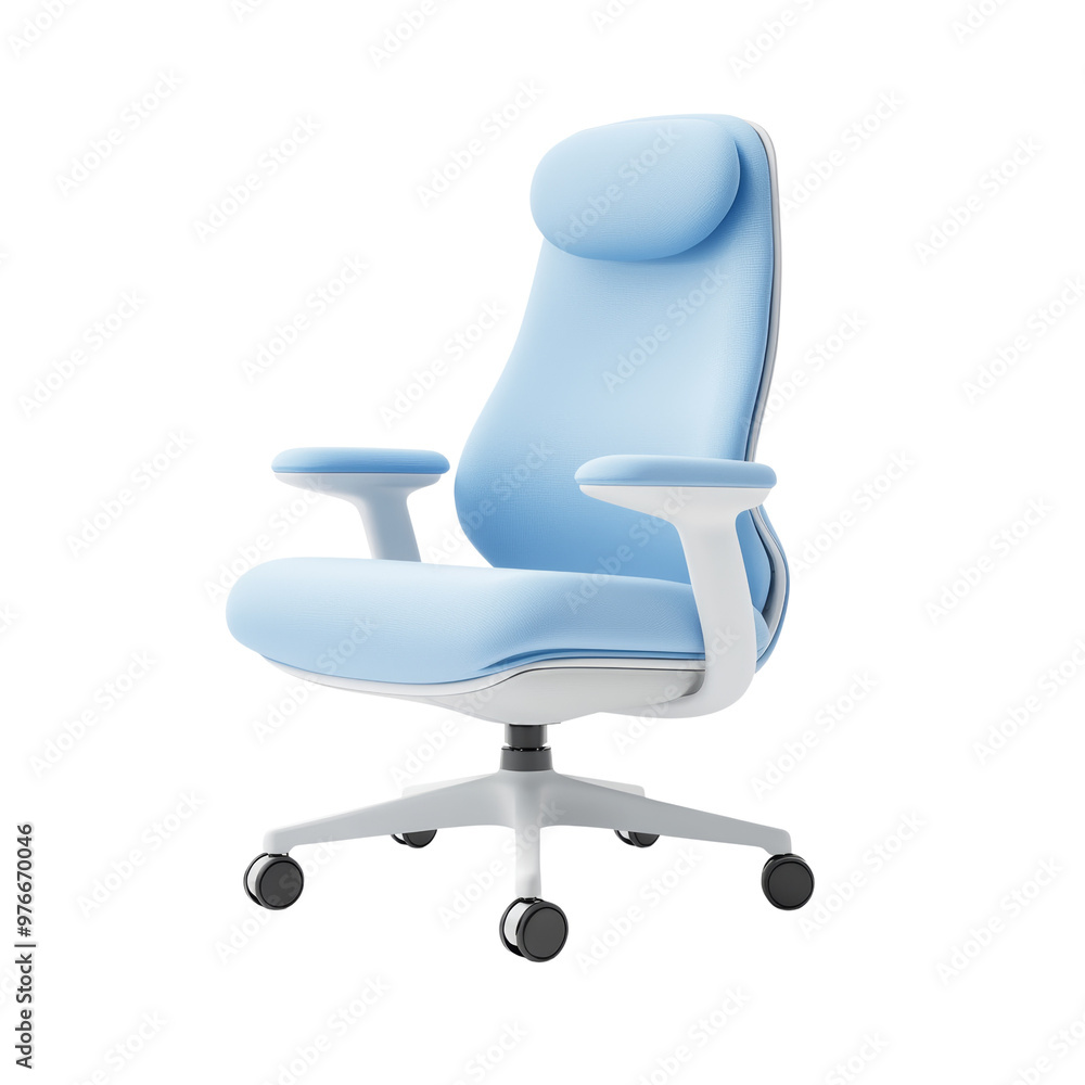 Modern ergonomic office chair in light blue design, perfect for home workspace Modern ergonomic office chair in light blue design, perfect for home workspace