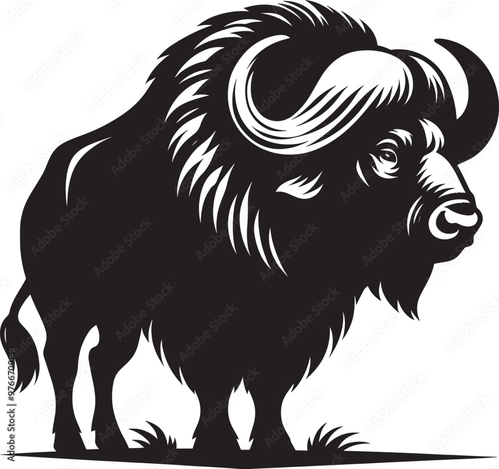 Wild Running Buffalo Silhouette vector illustration isolated on a white background Wild Running Buffalo Silhouette vector illustration isolated on a white background