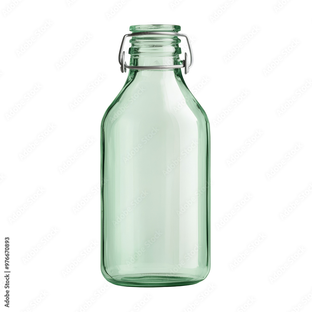 Clear glass bottle with metal swing top for beverages Clear glass bottle with metal swing top for beverages