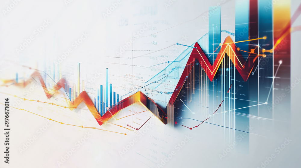 Abstract white background with Colorful charts and graphs with statistics to innovative analyze business potential and forecast future development of companies growth. Abstract white background with Colorful charts and graphs with statistics to innovative analyze business potential and forecast future development of companies growth.
