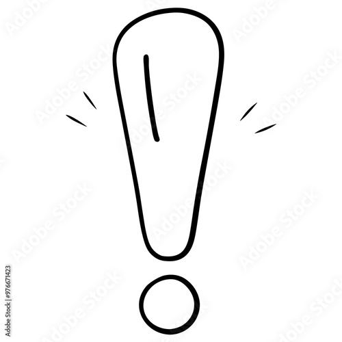 Sketch hand drawing of a exclamation mark symbol vector