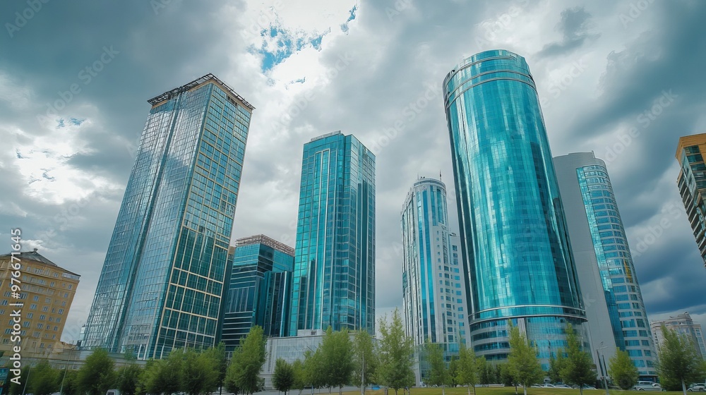 In September 2019, the downtown of Astana, Kazakhstan, features a variety of skyscrapers and government buildings set against a cloudy sky. In September 2019, the downtown of Astana, Kazakhstan, features a variety of skyscrapers and government buildings set against a cloudy sky.
