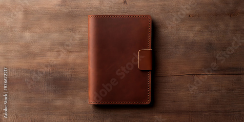 Elegant leather notebook on a wooden surface, perfect for writing notes, journaling, or as a stylish gift.