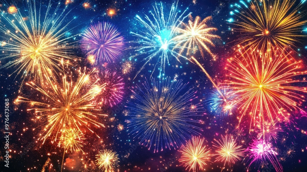 A crowd of people are watching fireworks in the sky A crowd of people are watching fireworks in the sky