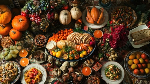 A colorful assortment of vegetables and fruits, including tomatoes, squash