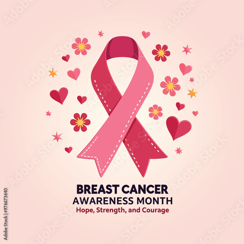 Breast Cancer Awareness Month Ribbon Illustration