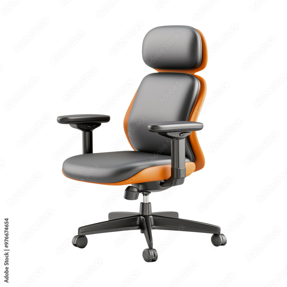 Ergonomic office chair with sleek design and orange accents Ergonomic office chair with sleek design and orange accents