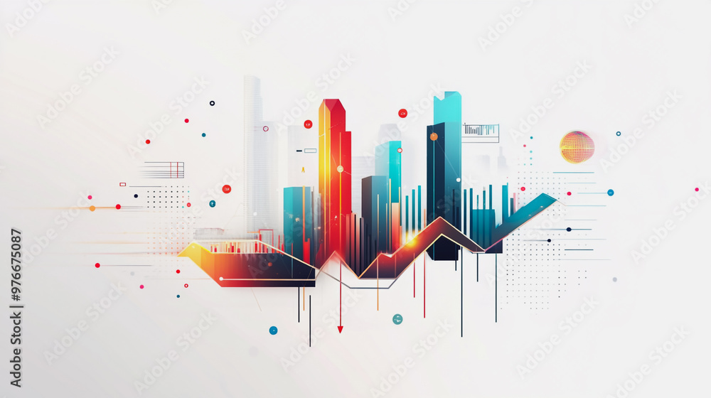Abstract white background with Colorful charts and graphs with statistics to innovative analyze business potential and forecast future development of companies growth. Abstract white background with Colorful charts and graphs with statistics to innovative analyze business potential and forecast future development of companies growth.