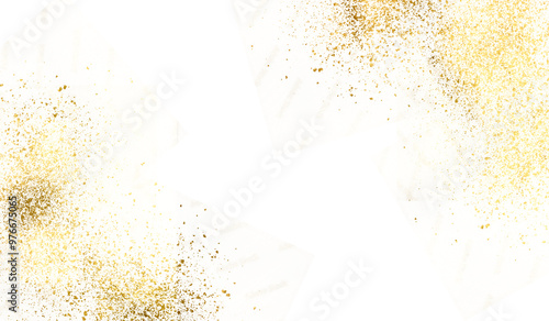 Sparkling dust particles. luxury sparkling PNG  Gold splatter border .Festive background with gold glitter and confetti for celebration. Background with glowing golden particles.